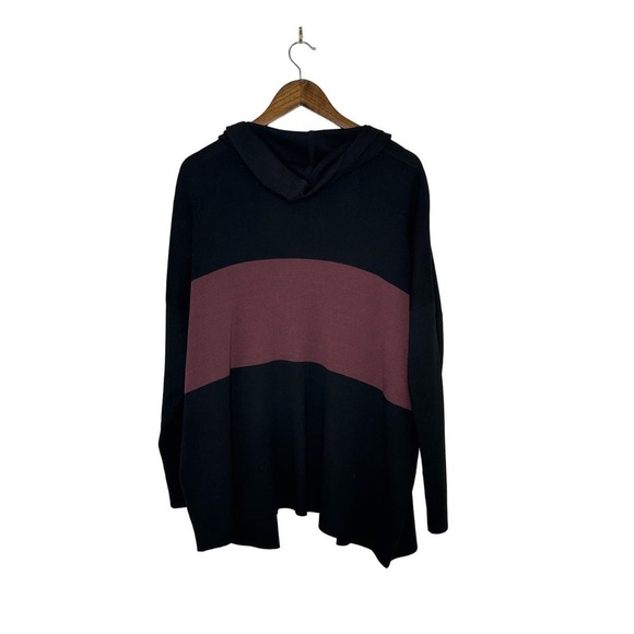 Misook Size L/XL NWT Hooded Cardigan Sweater in Black and Maroon - Picture 2 of 5